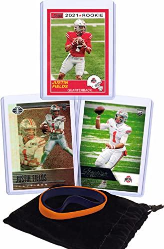 Justin Fields Rookie Cards Assorted 3 Card Gift Bundle – Chicago Bears Football Trading Cards