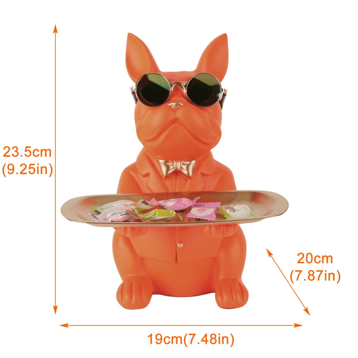 suruim Resin Bulldog Desk Storage Tray Statue Coin Piggy Bank Storage Animal Sculpture Table Decoration Multifunction Office Home Decor Coin Piggy Bank Storage (Orange) | The Storepaperoomates Retail Market - Fast Affordable Shopping