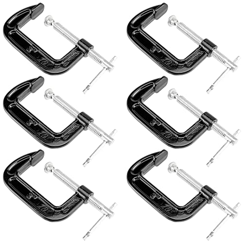 MUKCHAP 6 PCS 3 Inch C-clamp, Small C Clamps, Mini G Clamps for Woodworking or Metal Workpiece, Black