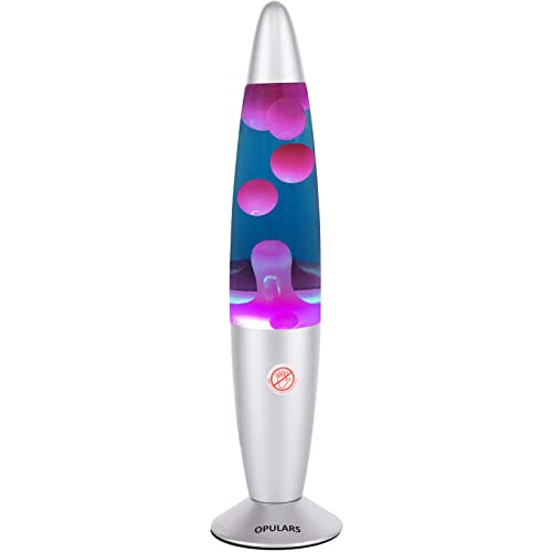 OPULARS Lava Lamp Motion Lamps for Adults Purple Lamps for Kids Teens, 13.5-inch Silver Base Lamp with Purple Wax in Blue Liquid, Mood Light for Bedrooms Birthday Gift Christmas Festival Decorations