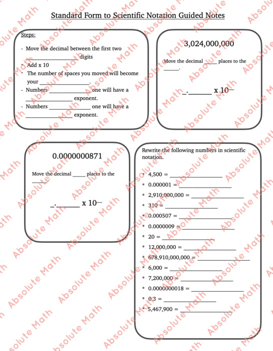 Standard Form to Scientific Notation Guided Notes | The Storepaperoomates Retail Market - Fast Affordable Shopping