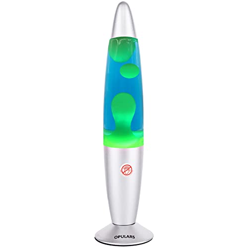 OPULARS Lava Lamp Green Lava Lamps for Adults and Kids, 13.5-inch Silver Base Motion Lamp with Green Wax in Blue Liquid,Mood Lighting Cool Stuff Christmas Birthday Gift Thanksgiving Gifts