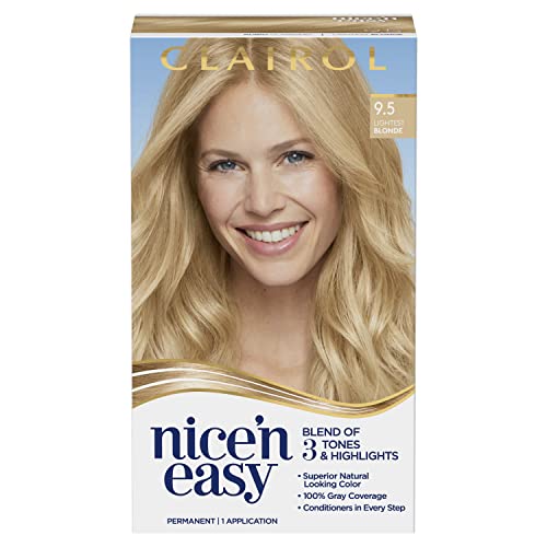 Clairol Nice’n Easy Permanent Hair Dye, 9.5 Lightest Blonde Hair Color, Pack of 1