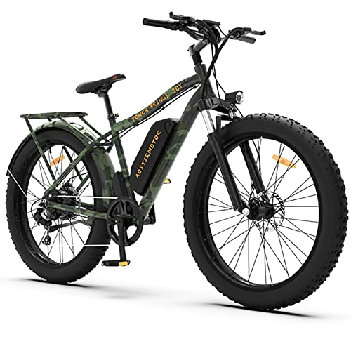 ZHAIHUA Electric Mountain Bike，Electric Bicycle for Adults，26 Inch Fat Tire Electric Bike，750w Motor 48V 13AH Removable Lithium Battery Ebike，Beach Cruiser Snow Bike (Color : Green)