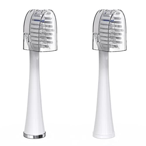 Waterpik Full Size Replacement Brush Heads With Covers for Sonic-Fusion Flossing Toothbrush SFFB-2EW, 2 Count White