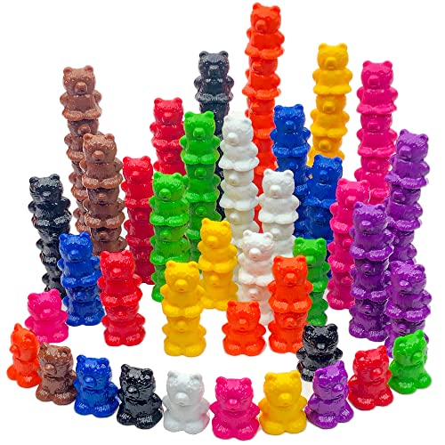 Skoolzy Tumbling Bears, Fun Family Game for Kids & Adults, Stackable Blocks, Balancing, Stacking, Fine Motor Skills Building for Ages 6-99, Gifts for Kids, 100pc Color Sorting Matching, Counting Toys