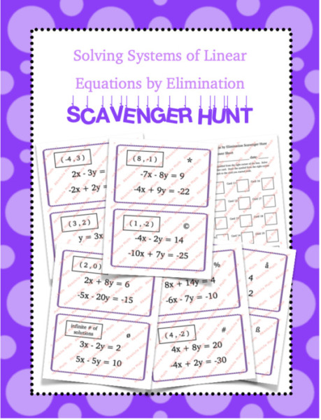 Solving Systems of Equations by Elimination Task Cards