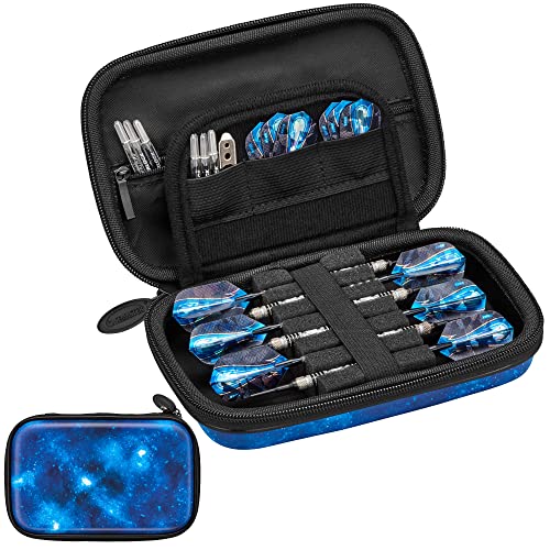 Casemaster Sentinel 6 Dart Case, Holds Extra Accessories, Tips, Shafts and Flights, Compatible with Steel Tip and Soft Tip Darts, Impact & Water Resistant Tactech Shell, Galaxy