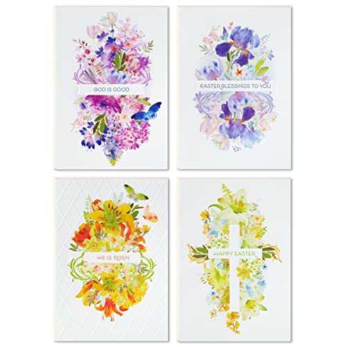 Hallmark Religious Easter Cards Assortment, Painted Flowers (16 Cards with Envelopes)