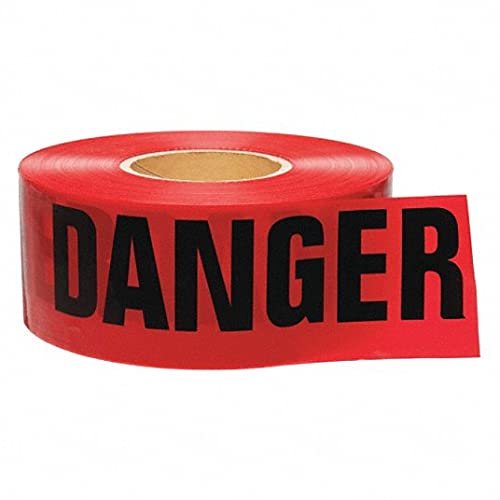 ATERET Premium Red Danger Tape 1-Pack 3 inch x 1000 feet, Hazard Safety Tape, Construction Tape for Danger/Hazardous Area, Ideal Use for Halloween Decorations, Holiday, Party, Yard, Garden, Work-Site