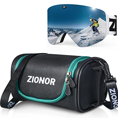 ZIONOR X11 Ski Goggles with Magnetic Interchangeable Cylindrical Lens Anti-Fog UV Protection and Ski Goggles Bag