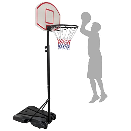Epetlover 28” Basketball Hoop for Kids Portable Goal 5.4ft -7ft Height Adjustable, Stand System Set, Outdoor Indoor Game Play Black
