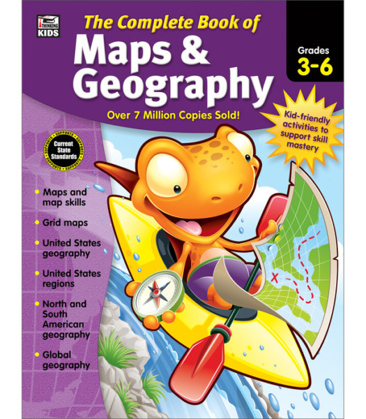 Carson Dellosa, Complete Book of Maps and Geography Workbook, Grades 3-6, Printable