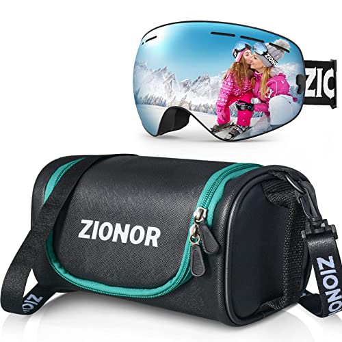 ZIONOR XMINI Kids Ski Snowboard Snow Goggles Detachable Lens UV Protection Anti-Fog and Ski Goggles Bag