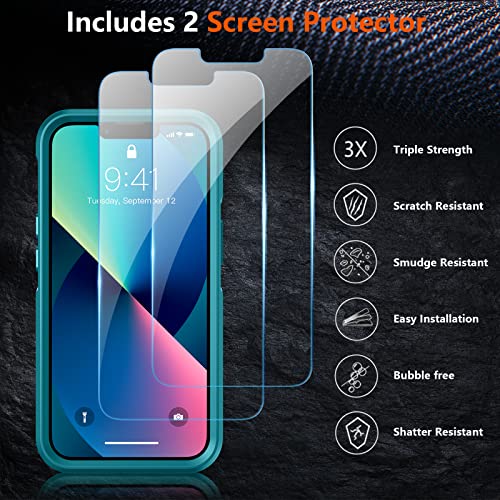 SPIDERCASE Designed for iPhone 13 Case/iPhone 14 Case, [10 FT Military Grade Drop Protection] [with 2 pcs Tempered Glass Screen Protector] Cover for iPhone 13 & 14 6.1 inch (Light Blue) | The Storepaperoomates Retail Market - Fast Affordable Shopping