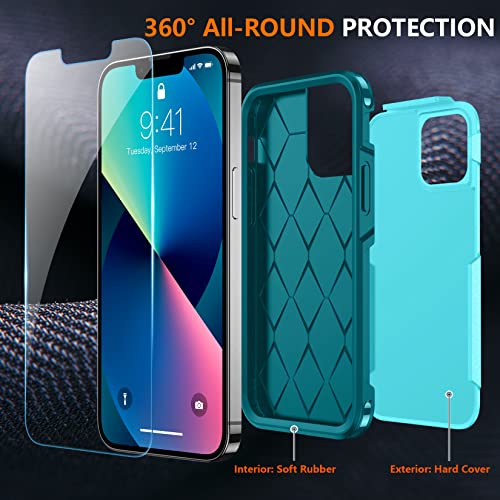 SPIDERCASE Designed for iPhone 13 Case/iPhone 14 Case, [10 FT Military Grade Drop Protection] [with 2 pcs Tempered Glass Screen Protector] Cover for iPhone 13 & 14 6.1 inch (Light Blue) | The Storepaperoomates Retail Market - Fast Affordable Shopping