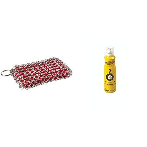 Lodge Cast Iron 8-Ounce Seasoning Spray and Lodge Chainmail Scrubbing Pad Set