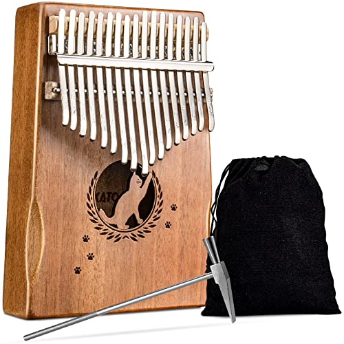 LEKATO Portable 17 KEY Kalimba, Solid Wood Thumb Piano Mbira Finger Piano Beginners C Key with Music Book, Tuning Hammer, Storage bag,Best Gifts for Children/Teenagers/Music Lovers