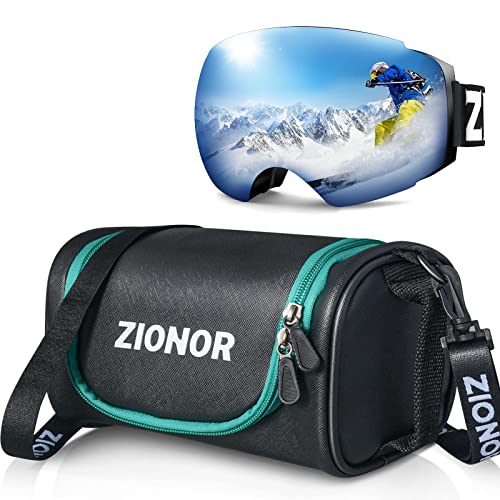 ZIONOR X4 Ski Goggles Magnetic Lens – Snowboard Goggles for Men Women Adult and Ski Goggles Bag