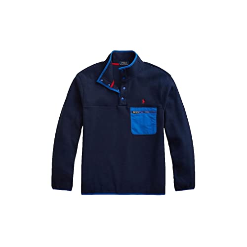 Polo Ralph Lauren Mens Mack Fleece Pullover Jacket (Medium, Blue)