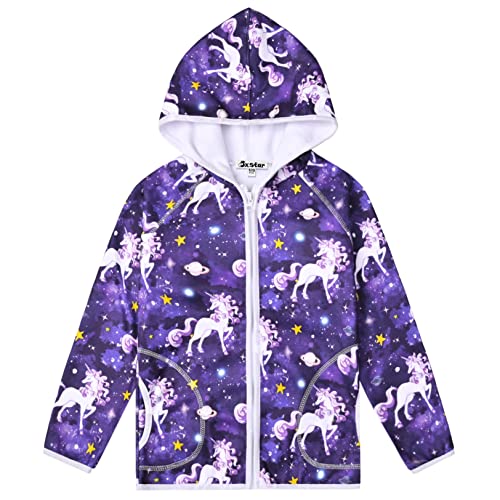 Jxstar Unicorn Sweatshirts for Girls Kids Fleece Hoodie Fall Winter Warm Clothes,Size 8 9