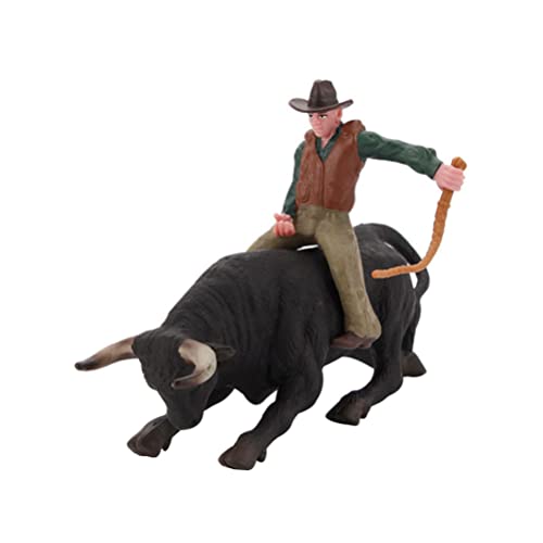Totority Western Cowboy Bull Toy Plastic Bull Model Cowman Figurine Decorative Matador Ornament for Room Office Table Decors