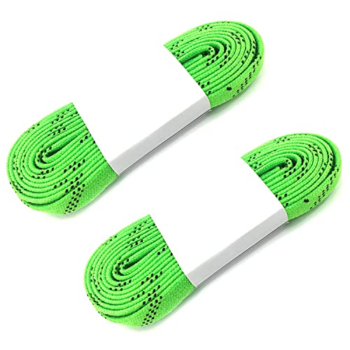Alephnull Skate Hockey Laces Inline Hockey Laces Waxed Hockey Laces for Ice Skating Anti-Fracture 2 Pairs (Green, 72″)