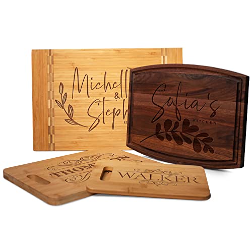 Personalized Cutting Board, 11 Designs & 5 Wood Styles Cutting Board – Wedding Gifts for the Couples, Housewarming Gifts, Christmas Gift for Parents and Grandma