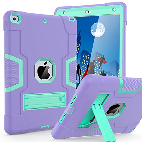 Cantis Case for ipad 9th Generation/iPad 8th Generation/iPad 7th Generation, Slim Heavy Duty Shockproof Rugged Protective Case with Built-in Stand for iPad 10.2 inch 2021/2020/2019, Purple+Teal
