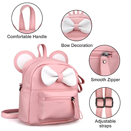 Dksyee Pink Small Cute Backpacks for Girls Bowknot Leather Cartoon Mouse Ears Mini Travel Backpack Convertible Shoulder Daypack… | The Storepaperoomates Retail Market - Fast Affordable Shopping