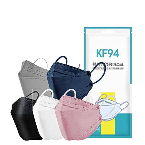 50/100PCS KF94 Adult Mask Disposable Face_Masks Breathable 3D Design 4-Layers BEF>94% KF94 Mask Black for Outdoor Daily Use (50PC-5 Color)