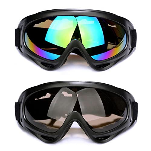 Armadio Ski Goggles Motorcycle Goggles Snowboard Goggles Anti-UV Anti-Scratch Dustproof Safety Goggles for Men Women Kids 2PACK (Colorful+Brown Lens)