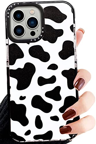 Abbery Designed for iPhone 13 Pro Max Case Cow Print, Clear with Design Cow Pattern Cute Silicone TPU Sturdy Shockproof Protective Woman Girls Men Aessthetic Transparent Phone Cases Shell