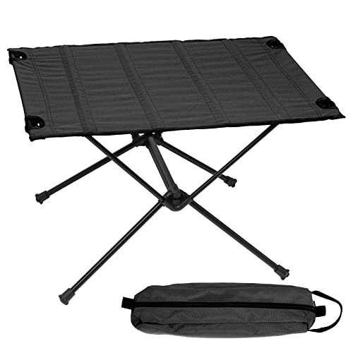 Apurioni Lightweight Folding Camping Table, Washable Fabric Compact Portable Camping Table for Outdoor, Travel, BBQ, Hiking, Fishingl-Black