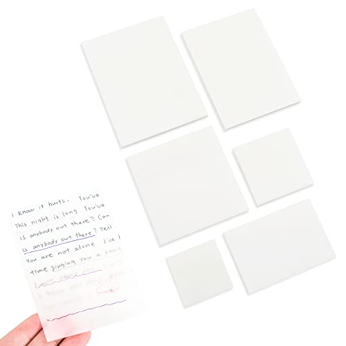 VANRA Transparent Sticky Notes Self-Stick Note Pads Waterproof Memo Pad Scratch Pad, 300-Sheets/Pack (Clear, 6 Different Sizes)