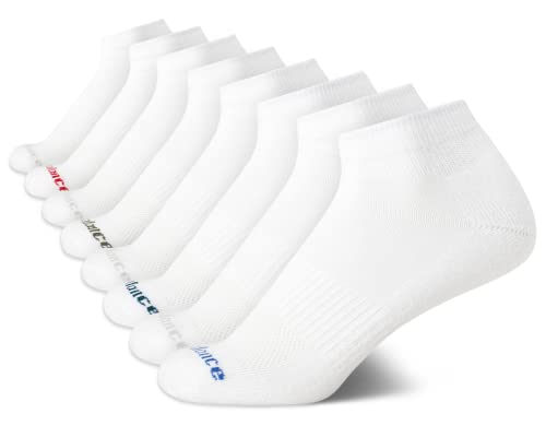 New Balance Boys? Socks – Performance Cushioned Quarter Socks (8 Pack), Size Large, Solid White