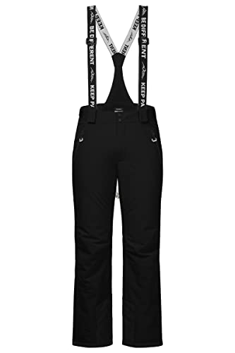 fit space Snow Bibs Ski Pants for Men Insulated Windproof Waterproof Breathable Pants Detachable Suspenders for Snowboarding(Black, L)
