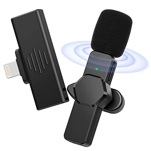 AUXCO Wireless Lavalier Microphone Compatible with iPhone iPad, Noise Reduction Auto-Sync Wireless Microphone for Recording, YouTube Video, Live Stream, Vlog, Interview (NO APP or Bluetooth Needed)