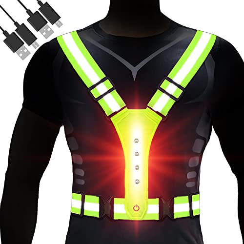 Labeol LED Reflective Running Vest with High Visibility Safety Lights,USB Rechargeable Reflective Gear Accessories for Running/Walking/Cycling and Other Night Outdoor Sports for Men Women Children