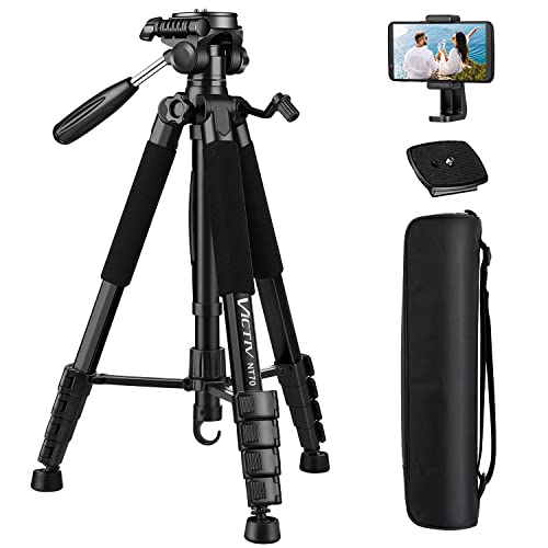 VICTIV Tripod, 74” Camera Tripod, Tripod for Camera and Phone, Aluminum Tripod for Canon Nikon with Carry Bag and Phone Holder, Compatible with DSLR，iPhone,Projector,Webcam,Spotting Scopes