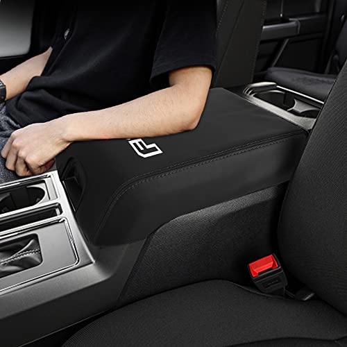 LEXLEY Center Console Pad Armrest Box Cover Waterproof Anti-Scratch Leather Protector Covers For 2015-2020 F150 Accessories,Not Fit Jump Seat Console-Black Stitches