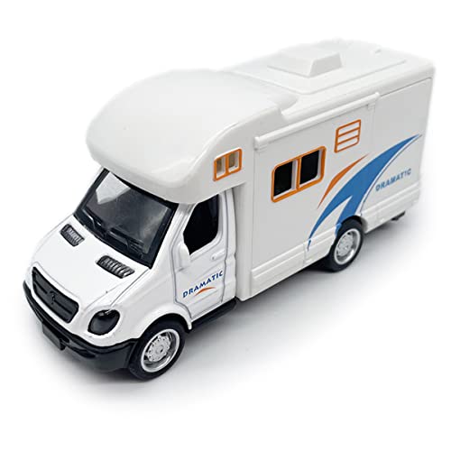 Mini Toy Camper RV Motorhome Toys for Boys Pull Back Diecast Model Car Recreational Vehicle Adventure with Furniture Roof and Side Door Open Children’s Die-cast Vehicles Age 4 5 6 Kids Birthday Gifts