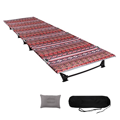 Lucky Monet Folding Camping Cot Portable Compact Tent Sleeping Bed with Pillow 900D Waterproof Oxford Cloth Heavy Duty Aluminium Alloy Frame for Hiking Travel Indoor Outdoor, Support 330Lbs Easy Setup
