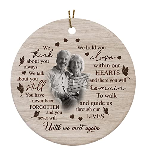 Personalized Memorial Ornament – Remembering A Loved One, Christmas in Heaven, Remembrance Home Decor for Loss of Father, Mother, Son, Brother| NOM25 (2, One-Side)