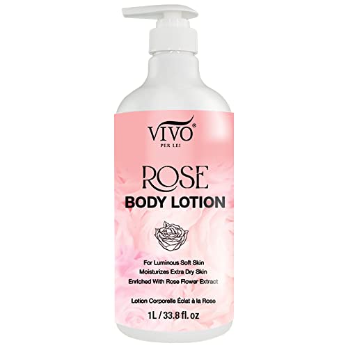 Vivo Per Lei Rose Body Lotion – Moisturizing Body Lotion for Women – Scented Rose Lotion for Dry Aging Skin – Hydrating Hand and Body Lotion with Glycerin – 1 L / 33.8 Fl oz
