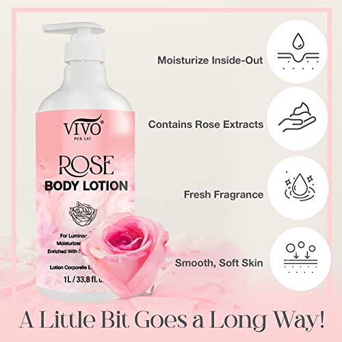 Vivo Per Lei Rose Body Lotion – Moisturizing Body Lotion for Women – Scented Rose Lotion for Dry Aging Skin – Hydrating Hand and Body Lotion with Glycerin – 1 L / 33.8 Fl oz | The Storepaperoomates Retail Market - Fast Affordable Shopping