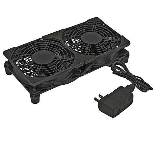 240mm 120mm x 2 5V USB Powered PC Computer Cooling Fan with AC Adapter for Router AV Cabinet Rack Server Modem TV Box DVR Amp and Entertainment Center