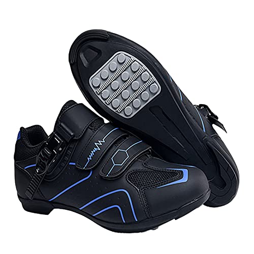 Shoes Road Carbon And Breathable Cycling Mountain Shoes Bike Non-slip Fiber Women’s shoes (Blue, 11)