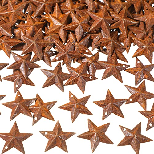 Hotop 150 Pieces Christmas Rustic Metal Star Mini Metal Barn Star Country Rusty Barn Star Vintage Metal Star Antique Vintage Star for Independence Day Farmhouse Home Decor Party Supplies (1.2 Inch)