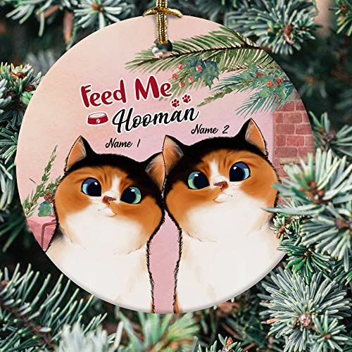 2022 Personalized Christmas Ornaments for Cat Lovers – Feed Me Hooman – Decoration Gifts, Custom Details – Home Decor Designed by Pavo